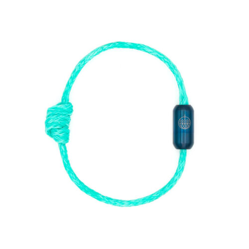 Azores Bracenet in turquoise green with blue magnetic closure seen from above