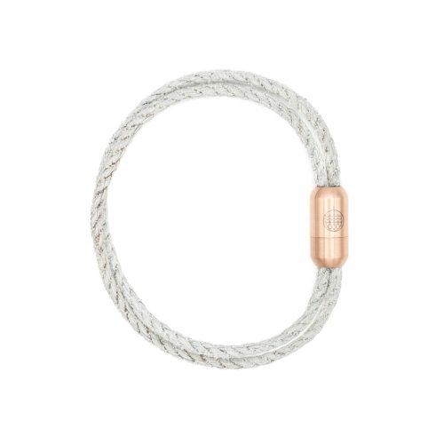 Nachhaltiges Armband in grau-weiß von BRACENET mit rosegoldenem Magnetverschluss