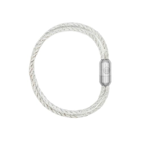 Nachhaltiges Armband in grau-weiß von BRACENET mit silbernem Magnetverschluss