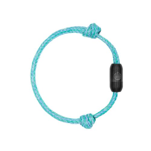 Sustainable bracelet size adjustable in light blue from upcycled fishing nets