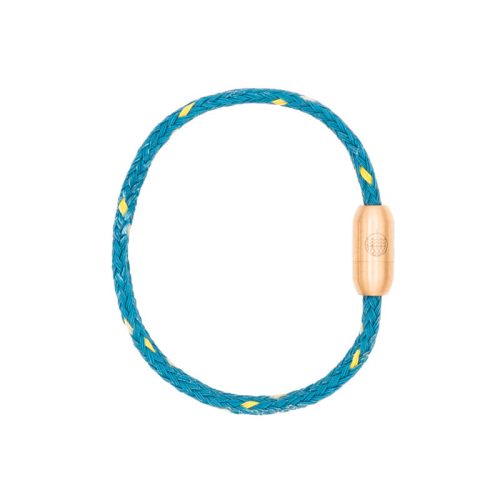 Bracenet Balearic Sea with rose gold top bayonet clasp (blue band with yellow highlights)