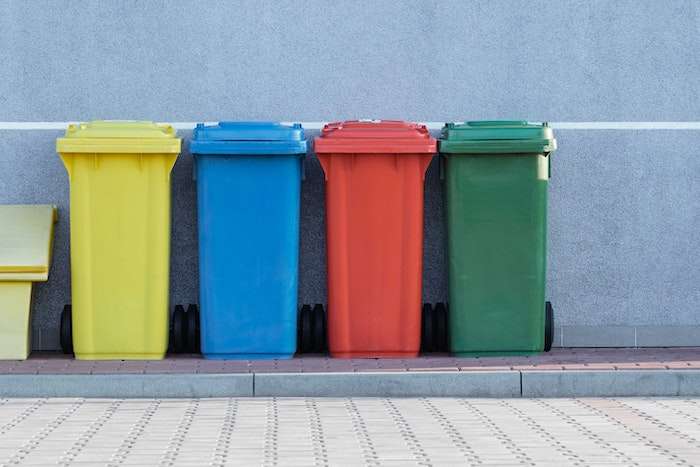 Recycling different trash bins