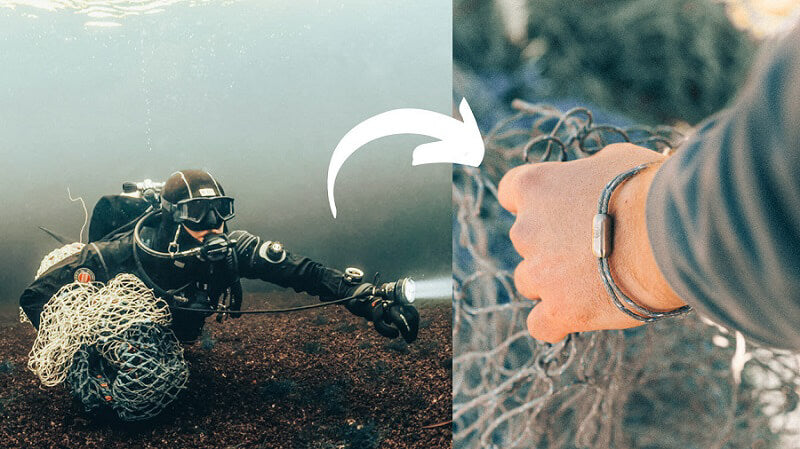 Le bracelet 100% filet de pêche recyclé – Black Edition – Sauvage Le bracelet 100% filet de pêche recyclé – Black Edition – Sauvage