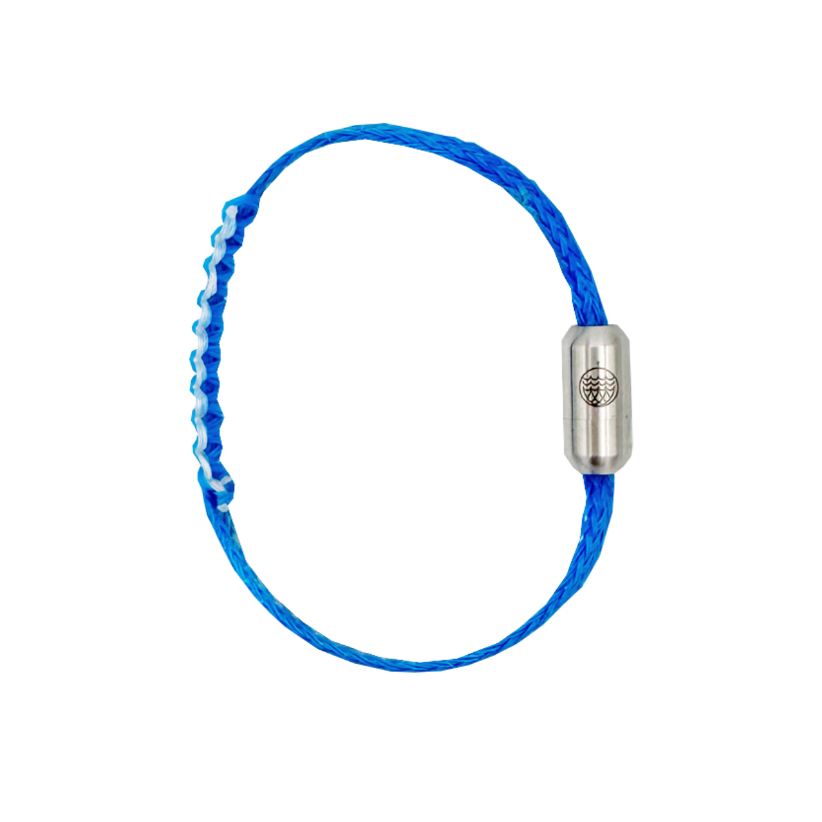 Dezember BRACENET Upcycling Armband Arctic Ocean II aus blauen Fischernetzen mit Makramee Knoten in Hellblau und Magnetverschluss aus Edelstahl in Silber