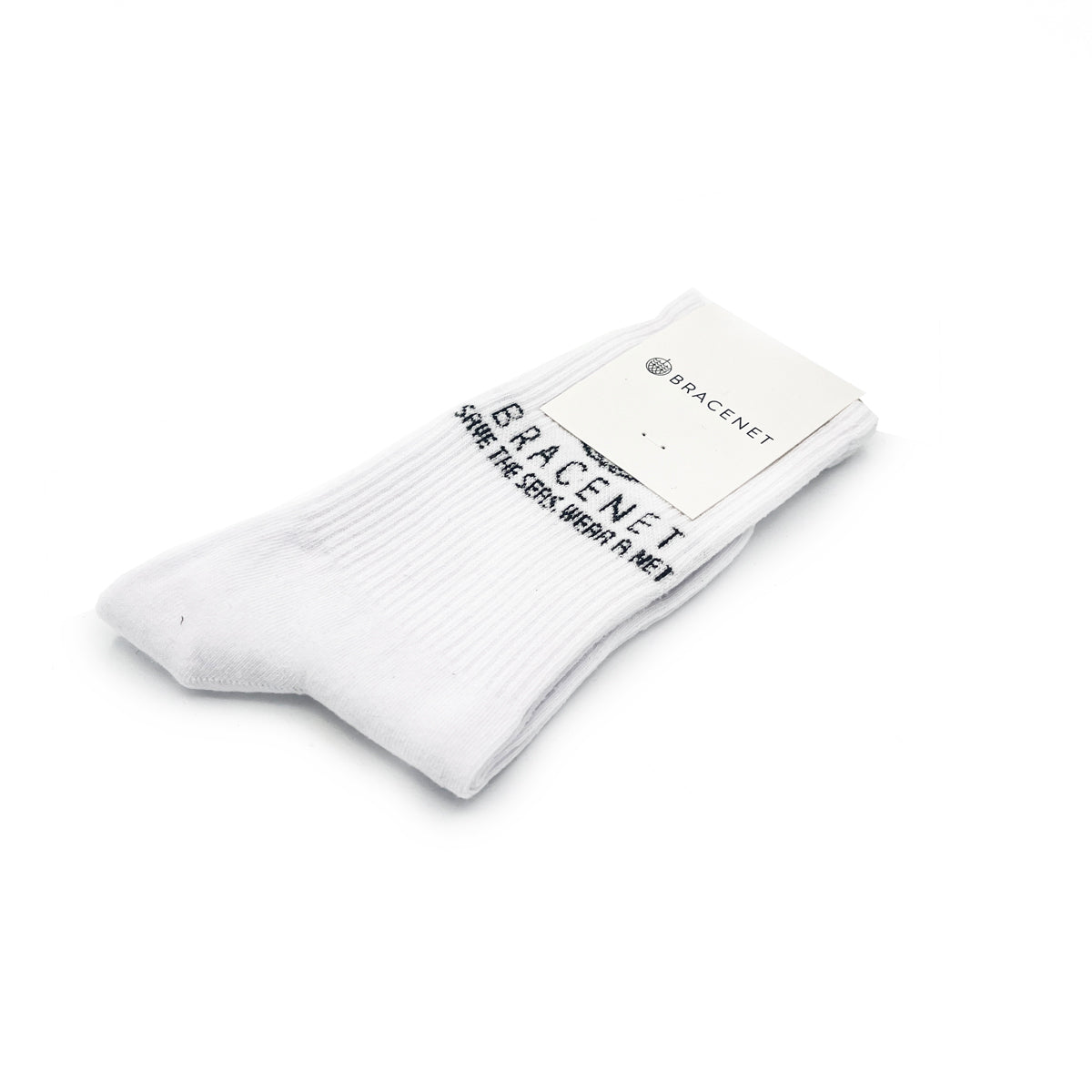 BRACENET Baumwoll Socken in weiß mit schwarzem BRACENET Logo.