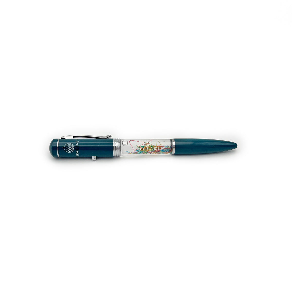BRACENET Upcycling Ballpoint Impact Kugelschreiber mit Fischernetz von den kanarischen Inseln und petrolfarbendem Gehäuse mit der Aufschrift Your words have Impact