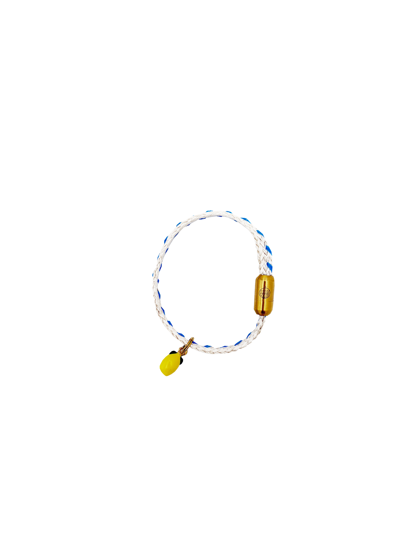 Almalfi Bracenet Bracelet aus Fischernetz in weiß und blau mit Edelstahl Magnetverschluss und einem Zitronenanhänger 