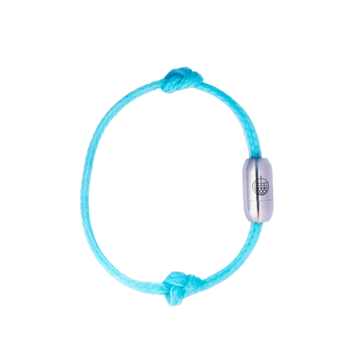 BRACENET Upcycling Armband Glacier Bay aus eisblauen Fischernetzen und 2 Knoten mit silbernen Bajonettverschluss