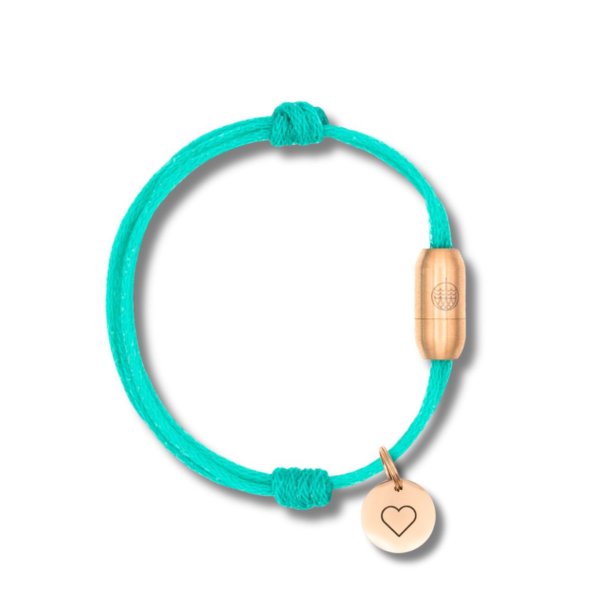 BRACENET Armband aus Bali Sea Fischernetz mit rosé Bajonettverschluss aus Edelstahl und einem rosé Edelstahlanhänger.