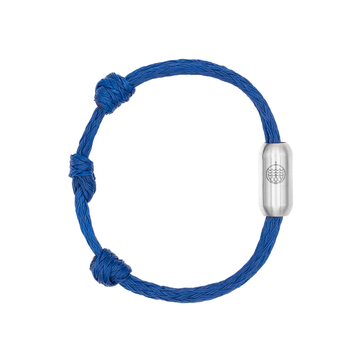 BRACENET Upcycling Armband Baffin Bay aus alten blauen Fischernetzen mit silberner Tube