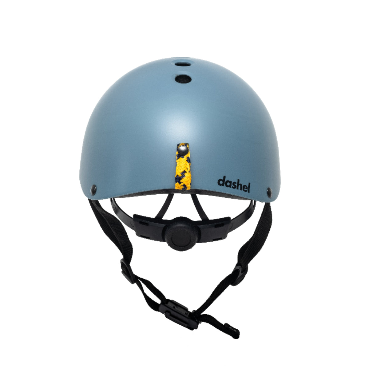 Dashel x BRACENET Ocean Edition Fahrradhelm in Blau mit Schlaufe aus Fischernetzen in Gelb.